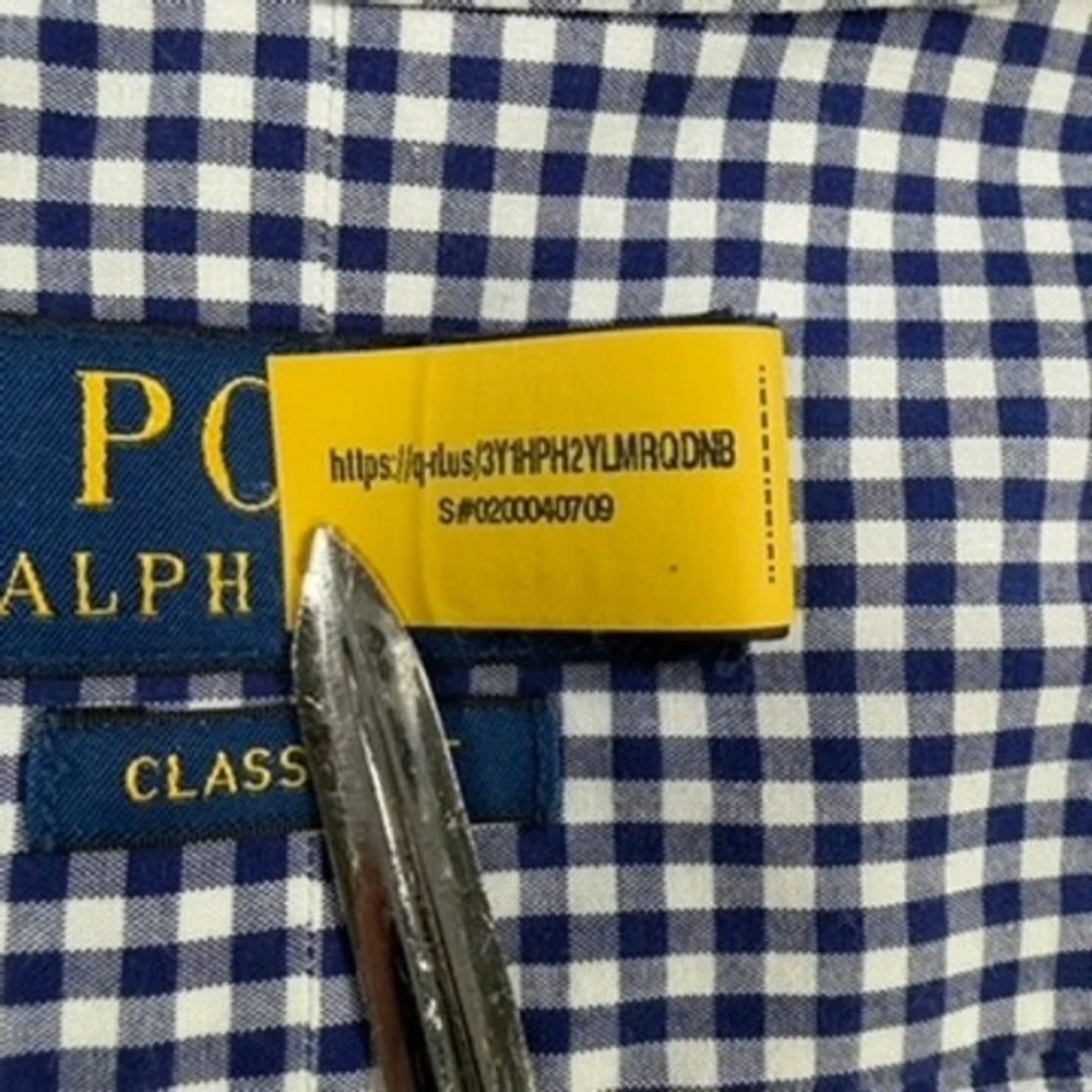 Polo Ralph Lauren Gingham Button Down Shirt Men 2XLT Tall Blue White Classic Fit